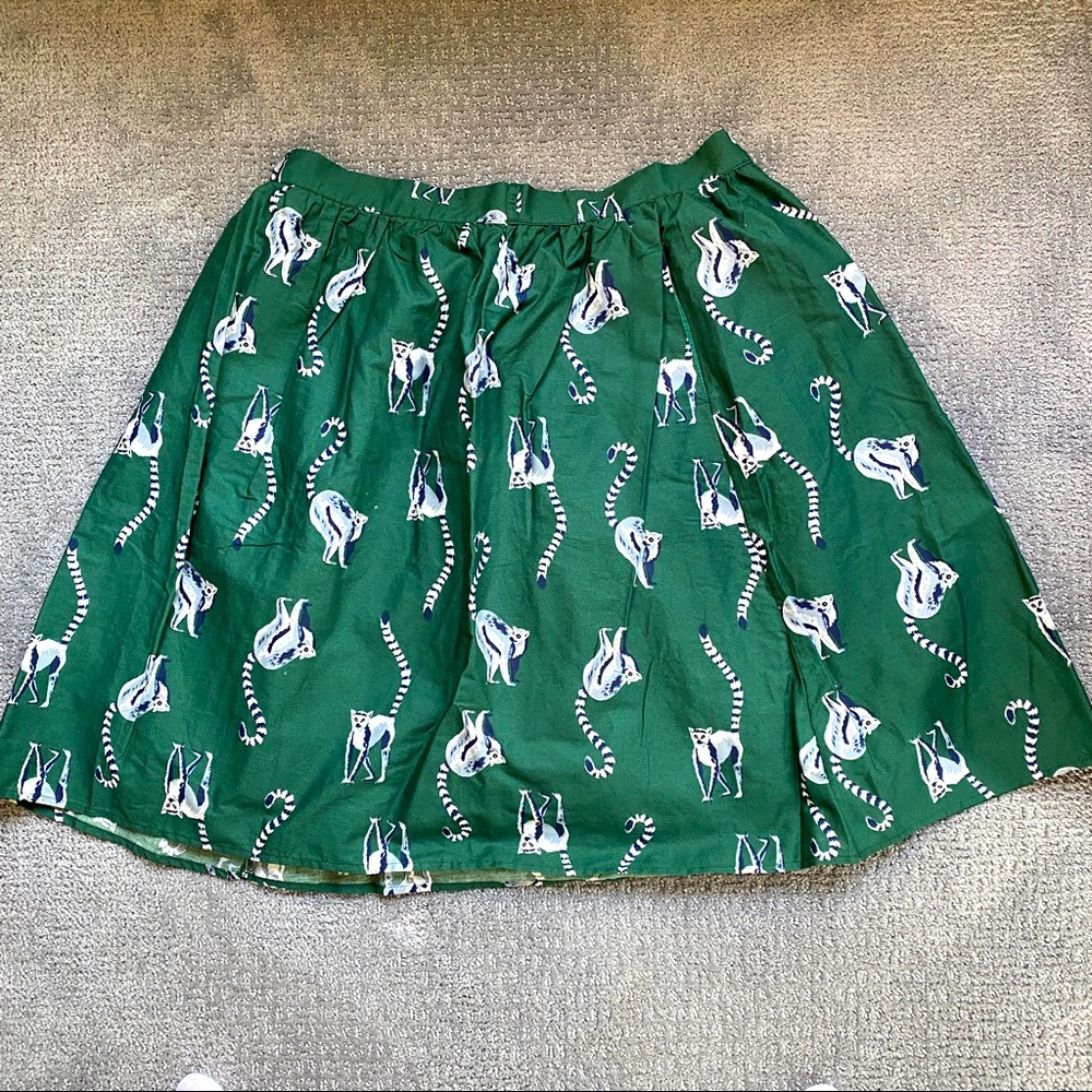 Modcloth Lemur Green Cotton Gathered Skirt Size XL